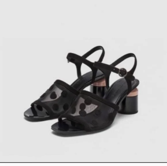 ZARA MESH POKA DOT SANDALS,  SIZE  42 - Picture 2 of 7